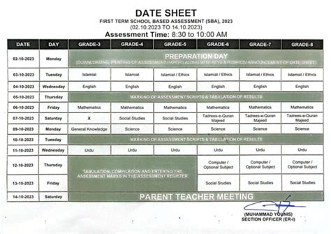 First Term Revised Date Sheet For Sba 2023 Etransfer