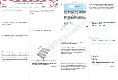 S N F Matematik D Nem Yaz L Sorular Pdf Klasik Hangisoru