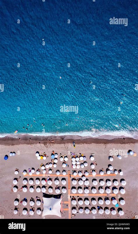 "Detail" (aerial view - drone) of Agiokambos beach one of the longest ...