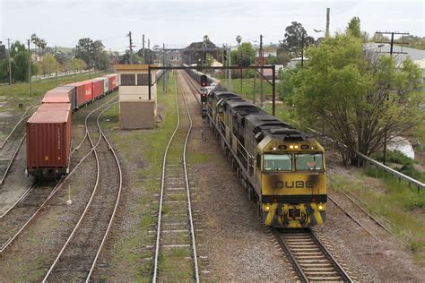 Ql007 Leads Ql009 And Ql010 Out Of Junee With A Southbound Steel Train