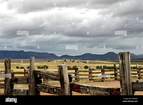 Arizona High Desert Ranch Life Wood Fencing Corrals Overlooking Rolling