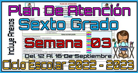 Plan De Atención Del Sexto Grado De Primaria De La Semana 03 Del 12 Al 16 De Septiembre Del