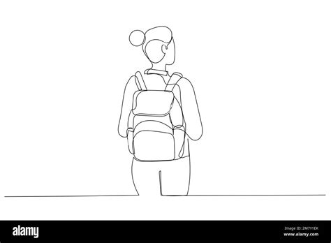 Drawing Of Student With Backpack Rear View Looking To Copyscpace