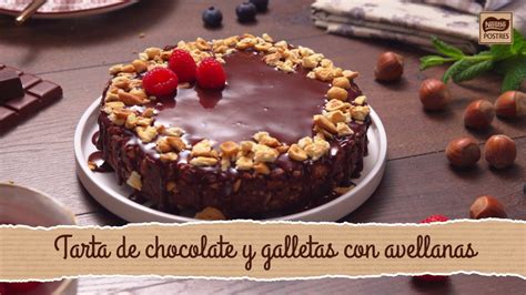 Tarta de chocolate y galletas con avellanas Recetas Nestlé Postres