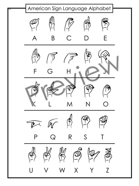 American Sign Language Alphabet Etsy