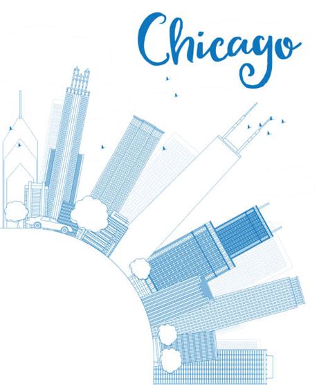 Outline Of Chicago Skyline Silhouettes Stock Photos Pictures And Royalty