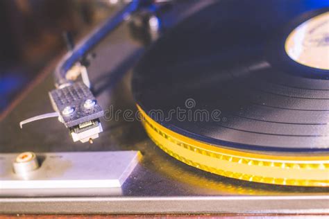 Close Up At Vintage Gramophone Playing Old Songvintage Record Player