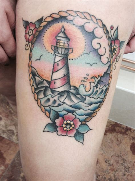 Traditional Lighthouse Tattoo Lighthouse Tattoo Traditional Lighthouse Tattoo Nautical Tattoo