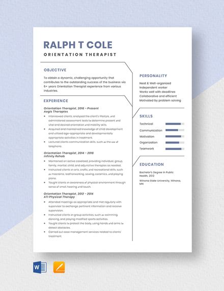 FREE Therapist Resume Template - Download in Word, Apple Pages ...