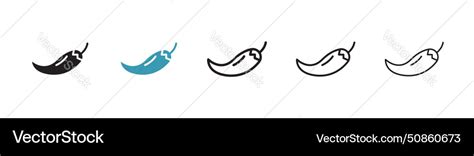 Chilli Icon Set Spicy Pepper Hot Symbol Royalty Free Vector