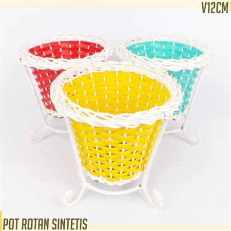 Jual Pot Tanaman Bunga Vas Rotan Sintetis Duduk Lubang 12 Cm Di Lapak