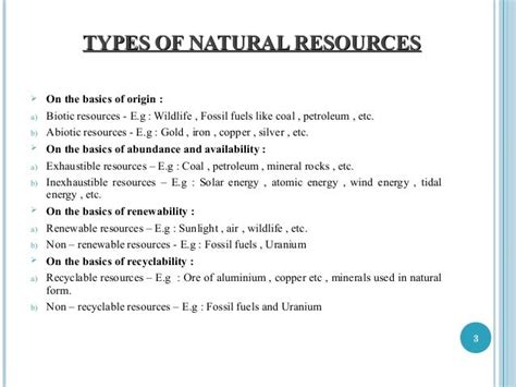 Natural resources and types of natural resources