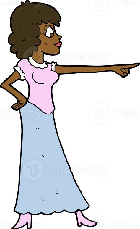 Cartoon Woman Pointing Finger 45192577 Png