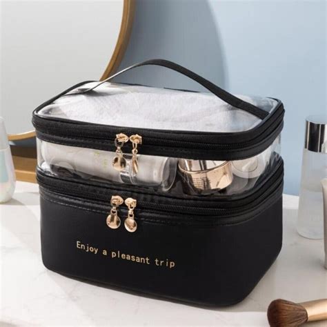 For Women Double Layer Cosmetic Bag Large Travel Makeup Bag Women Make