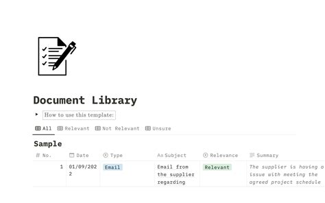 Document Manager Notion Template