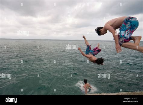 jump  pier stock photo alamy