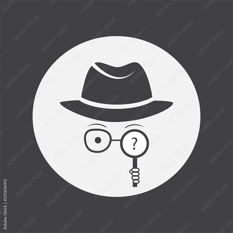 Detective Spy Unknown Man In Hat Glasses And A Magnifying Glass In