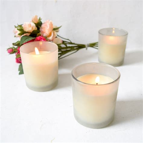 Buy Frosted Glass Candles Set Of 3 Home Artisan