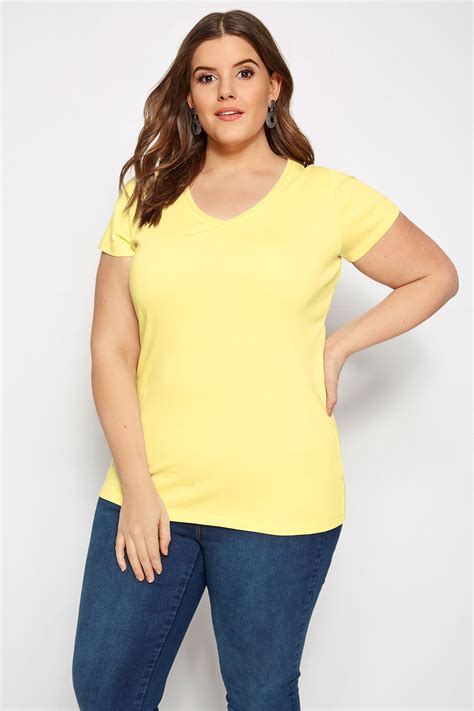 Plus Size Yellow V Neck T Shirt Sizes 16 To 36 Yours Clothing