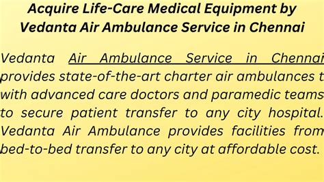 Ppt Get A Life Safe Patient Transfer By Vedanta Air Ambulance Service