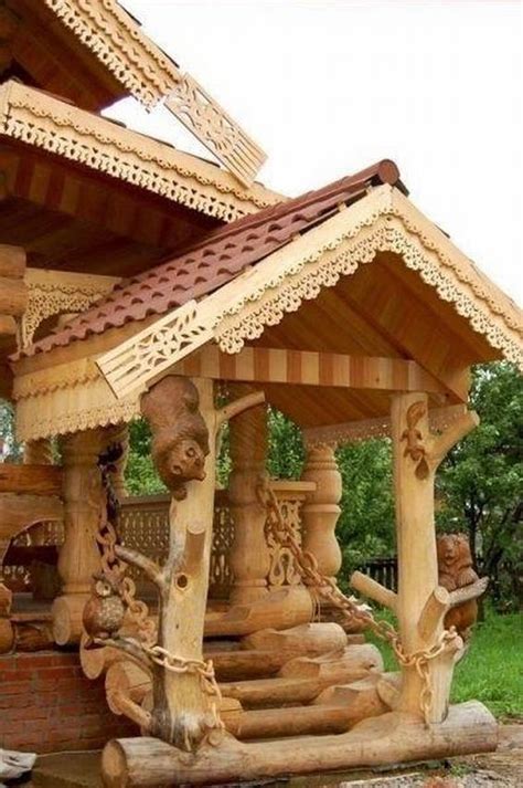 Резное крыльцо из дерева = 10 фото