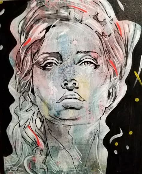 Tableau Peinture Acrylique Signé Portrait Surréalisme Street Art