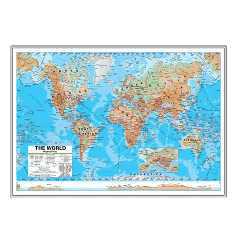 Classroom World Map World Advanced Physical Framed Wall Map Silver