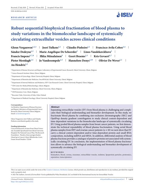 Pdf Robust Sequential Biophysical Fractionation Of Blood Plasma To