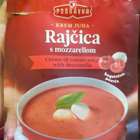 Rajčica s mozzarellomKrem juha Podravka kalórie kJ a nutričné