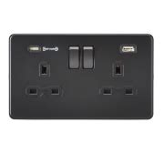 Knightsbridge SFR9909MBB 13A 2G DP Switched Socket With Dual USB