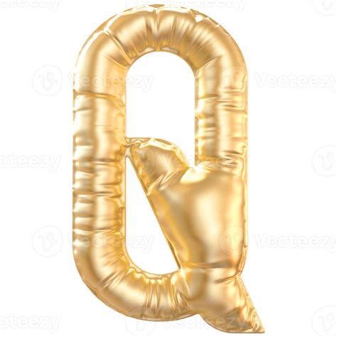 Gold Bubble Letter Q Font D Render Png