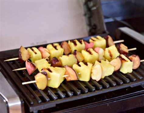 Grilled Fruit Kebabs with Brown Sugar Caramel Sauce Recipe