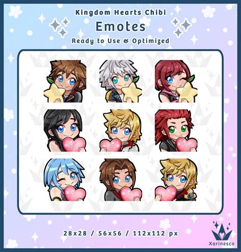 Kingdom Hearts Chibi Twitch Discord Emotes Set X9 Etsy