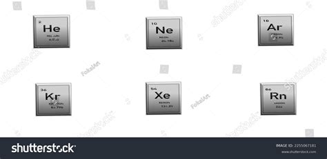 Set Inert Gases Periodic Table Elements Stock Vector Royalty Free