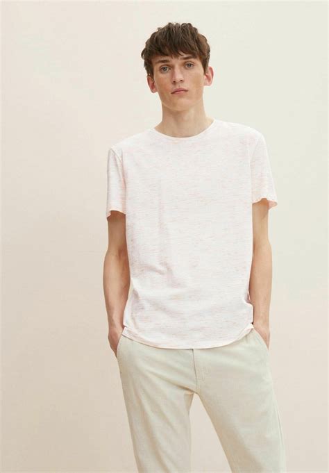 Tom Tailor Denim Mit Struktur T Shirt Imprimé Rose White Injected