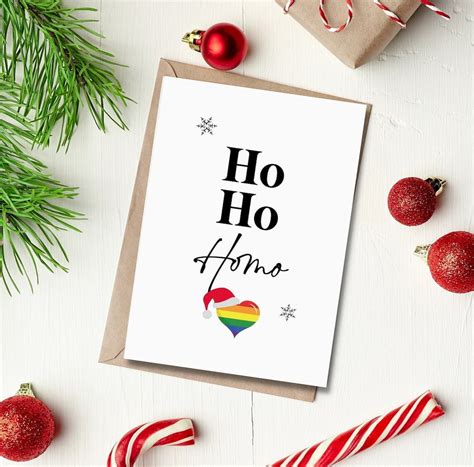 Ho Ho Homo Gay Christmas Card Funny Christmas Card Gay Card Gay Xmas Card Set Of Cards 1 4 Or 8
