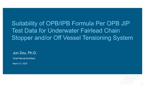 Pdf Suitability Of Opbipb Formula Per Opb Jip Test Data For
