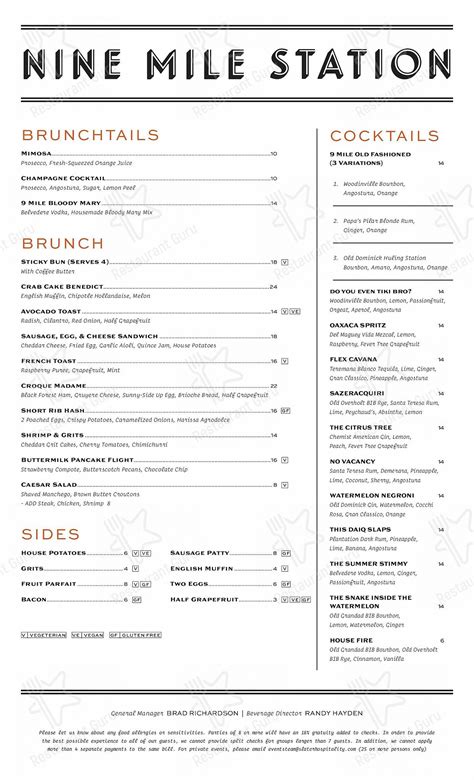 Menu At 9 Mile Station Pub And Bar Atlanta Ponce City Market