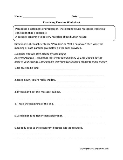 Figurative Language Worksheet Grade Language Worksheets