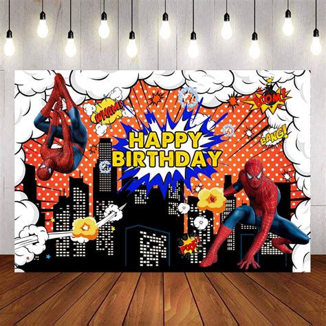 Spiderman Superheros Backdrops Cartoon Boy Birthday Party Photography