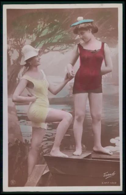 Aa Traut Bathing Beauty Swimsuit Risque Woman Original Old 1910s Photo