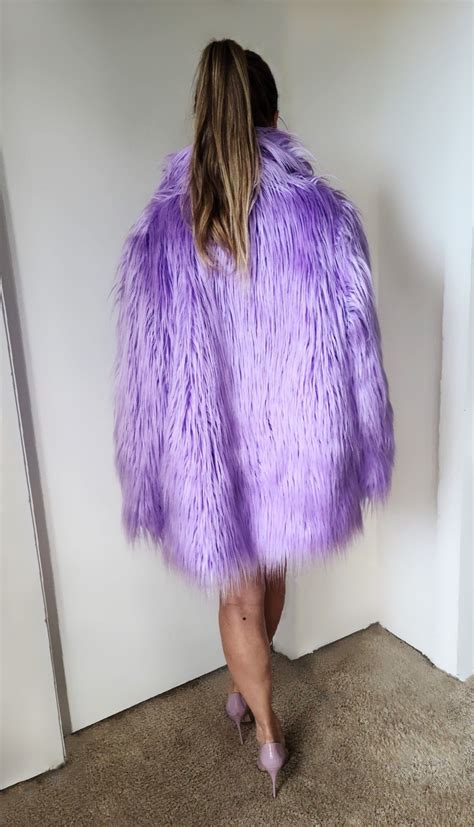 Luxurious Lavender Dreams Faux Fur Coat For Elegance And Warmth Etsy