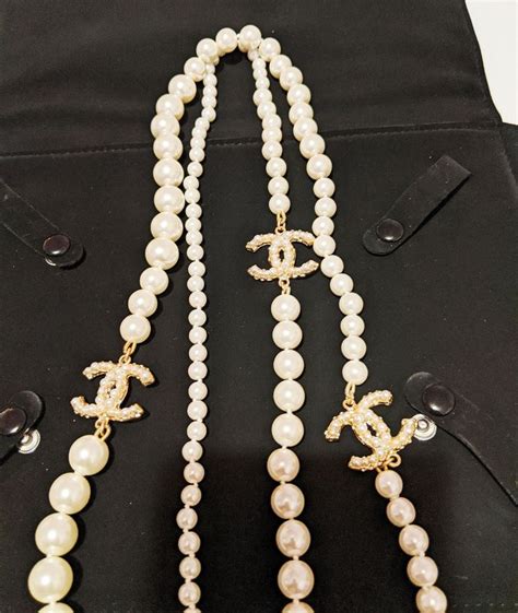 Chanel Pearl Necklace Anniversary Special Long Necklace With Cc