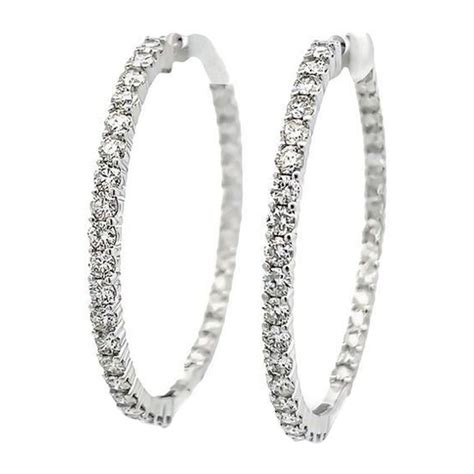 Round Diamond Inside Out Hoops Earrings 5 05 Carat In 14k White Gold