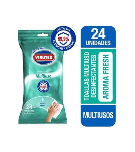 24 Toallas Húmedas Desinfectantes Virutex Multiuso Fresh X 24 Unidades