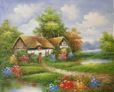 Reproduction Of Masterpiece Thomas Kinkade Garden Scenery Oil Paintings