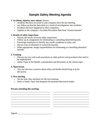 Safety Committee Meeting Template Sampletemplatemyid