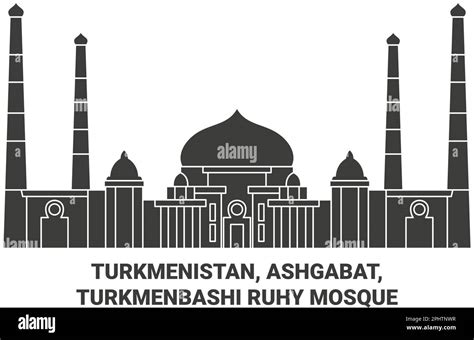 Turkmenistan Ashgabat Turkmenbashi Ruhy Mosque Travel Landmark Vector