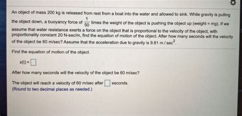 Solved An Object Of Mass Kg Is Released From Rest From Chegg