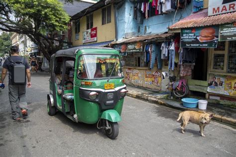 Green Tricycle Travels On The Road In Manila Editorial Image Image Of